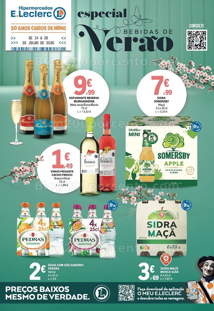 Antevisão Folheto E-LECLERC Especial Bebidas de Verão Promoções de 14 a 26 julho